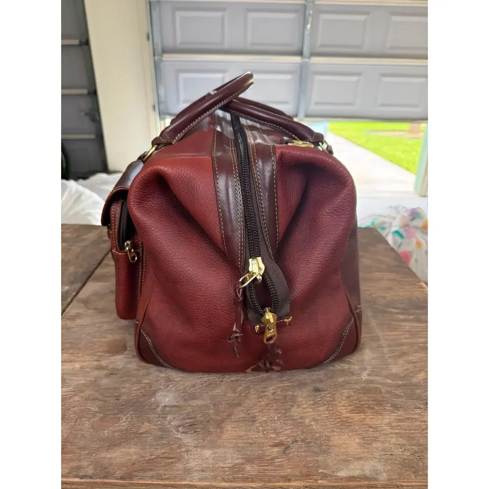 Orvis Brown Leather Duffel Travel Bag Weekender Carry On Luggage Shoulder Strap